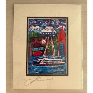 Joe Lamanno Signed Seattle Space Needle Public Market Center Print 8x10